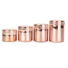50ml 60ml 90ml 100ml  rose golden electroplating straight side Child Resistant  cream glass jar with child-proof lids
